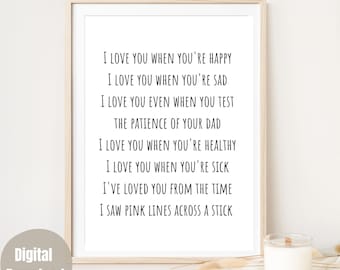 I Love You. Nursery Quote Print. Nursery Decor. Kids Room Wall Decor. Baby Room Poem. Baby Shower Gift. Play Room Wall Art. Poetry Wall Art