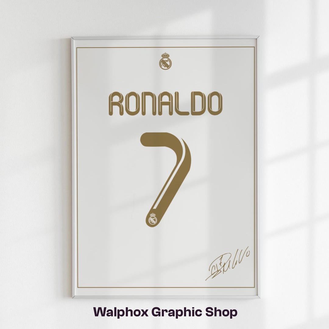Ronaldo Juliste Cristiano Ronaldo Real Madrid Jersey Poster, CR7 Print (digital ...