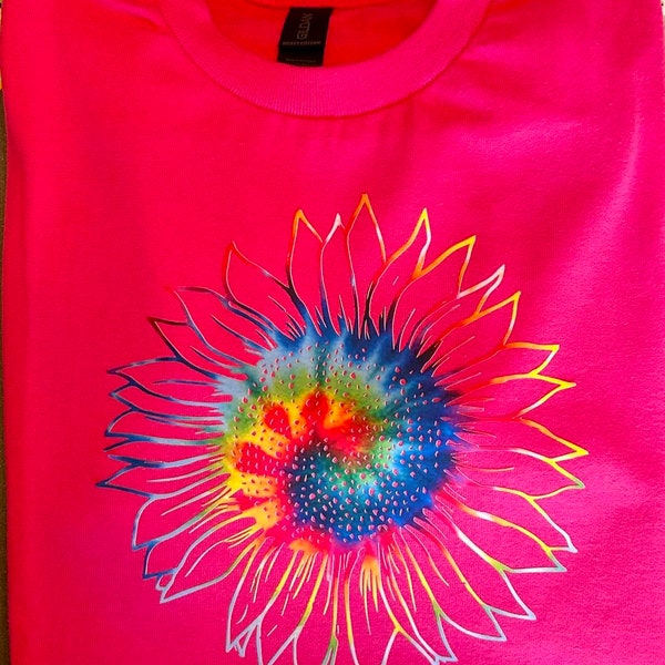 Tie dyed flower Tshirt graphic tee hippie sunflower flower