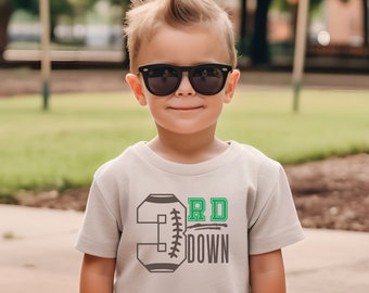 Third Down Birthday Shirt, Football Birthday Party, Three Year Old Birthday Tee, Football 3rd Birthday, Football Theme Party, Toddler Shirt