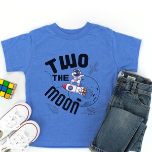 Two The Moon Birthday Shirt, Outer Space Theme Birthday, Astronaut Birthday, Two Year Birthday Shirt, 2nd Birthday, Boys Second Birthday Tee