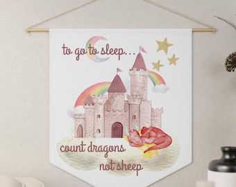 Dragon Nursery Sign, Little Girl Dragon Nursery Decor, To Go To Sleep Count Dragons Not Sheep, Fantasy Theme Nursery, Baby Shower Gift