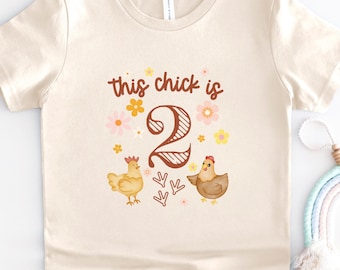 This Chick Is Three Tee, CUSTOM Chicken Birthday Tee, Toddler Birthday Tee, Chicken Theme Bday, Farm Birthday Tee, CUSTOM Bday Age Tee