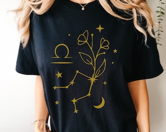 Libra Zodiac Sign T-Shirt, Libra Birthday Gift, October Birthday, Celestial Shirt, Astrology Shirt, Constellation Shirt, Spiritual Shirt