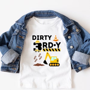 Third Birthday Truck Shirt, Excavator Birthday, Construction Birthday, Three Year Old Boy, Dirty Birthday, Dump Truck Birthday, Toddler Tee