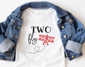 Two Fly T-Shirt, Two Year Old Birthday Shirt, Airplane Theme Birthday Shirt, Airplane Birthday Party,  Toddler Birthday T-Shirt