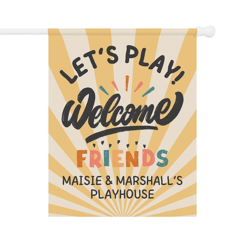 CUSTOM Playhouse Flag, Flag for Fort, Playground Flag, Custom Name Treehouse Sign, Let's Play Sign, Clubhouse Sign, Boy or Girl Playhouse image 2