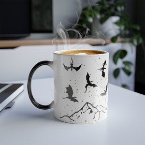 Color Changing Dragon Mug, Fantasy Book Mug, Fantasy Reader, Flying Dragon, Bookish Gift, Literary Mug, Bookworm Mug, Reader Gift, Book Club image 2