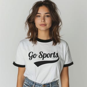Funny Go Sports Shirt, Women&#39;s Game Day T-Shirt, Sarcastic Sports Shirt, Sport Fan Gift, Sports Mom, Go Team Yay Sports, Varsity Style