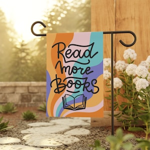 Read More Books Garden Flag, Bookstore Flag, Book Yard Banner, Book Gifts, Booktrovert, Literary Flag, Classic Literature, Small Business