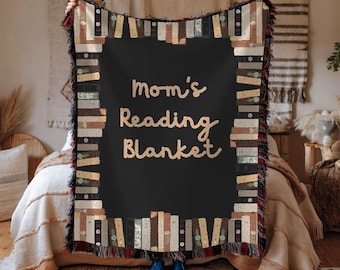 Mom's Reading Blanket, Personalized Woven Blanket, CUSTOM Reading Blanket, Library Blanket, Book Blanket, Cozy Throw Blanket, Reader Gift