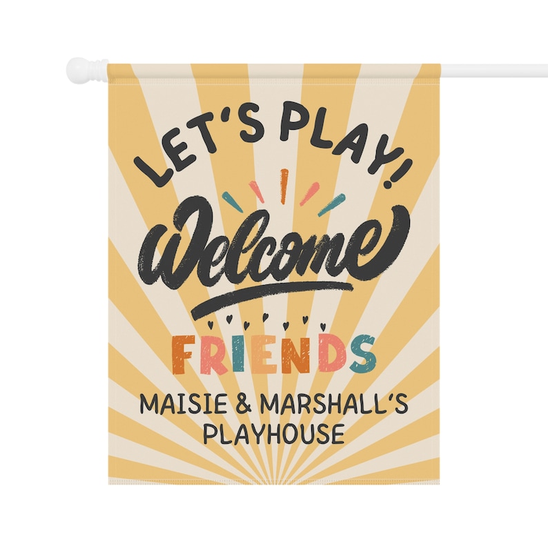 CUSTOM Playhouse Flag, Flag for Fort, Playground Flag, Custom Name Treehouse Sign, Let's Play Sign, Clubhouse Sign, Boy or Girl Playhouse image 3