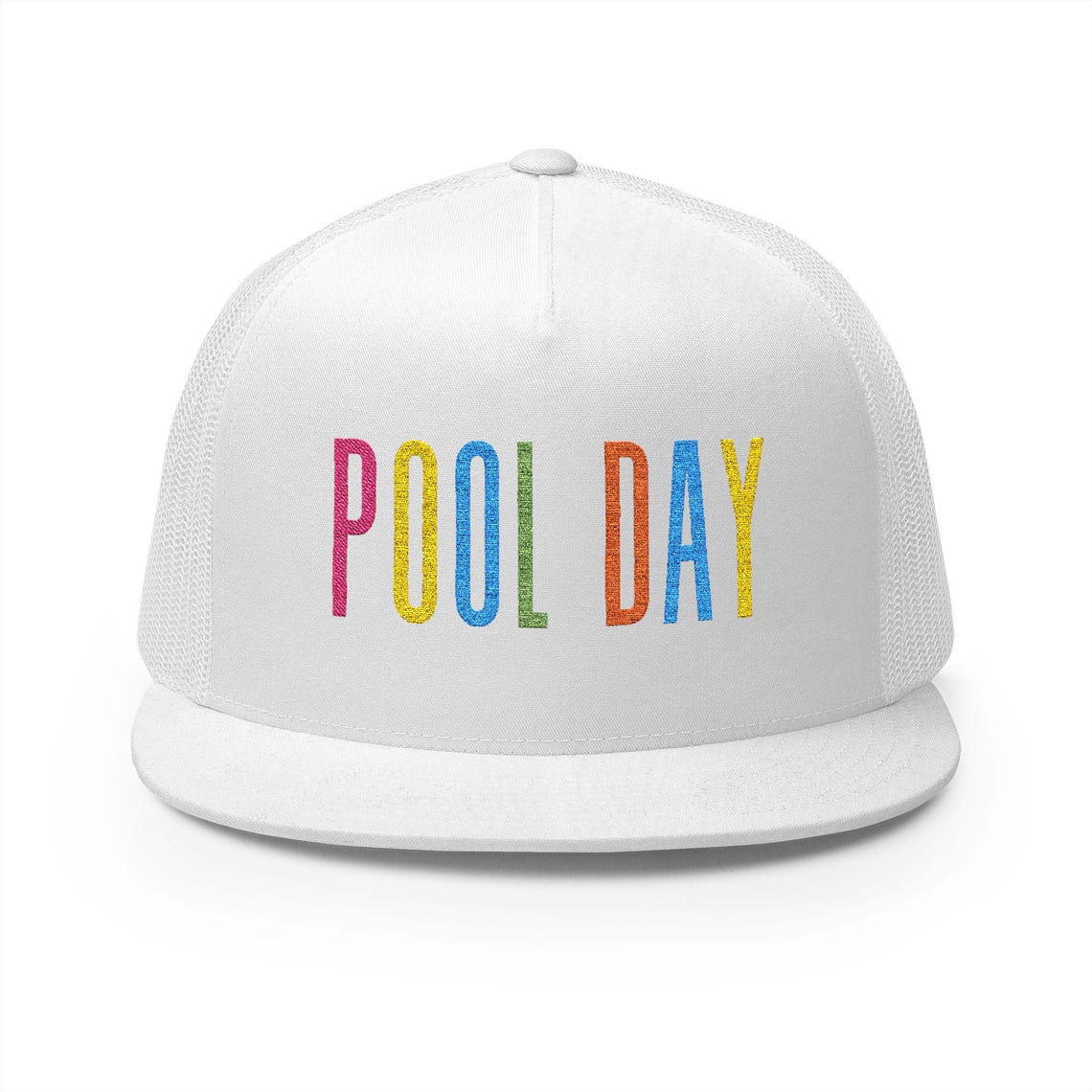 Pool Day EMBROIDERED Trucker Hat, Pool Hat, Summer Hat, Vacation Hat ...