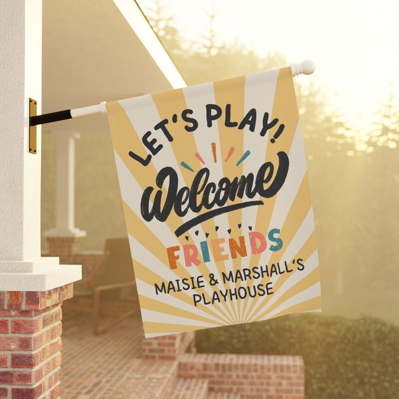 CUSTOM Playhouse Flag, Flag for Fort, Playground Flag, Custom Name Treehouse Sign, Let's Play Sign, Clubhouse Sign, Boy or Girl Playhouse image 1