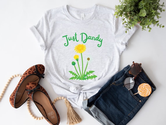 Just Dandy Dandelion T-Shirt, Wildflower T-Shirt, Floral Summer Shirt, Blossoms Shirt, Yellow Dandelions T-Shirt, Trendy Wildflower Shirt