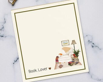 Book Lover Notepad, Cozy Reading List Pad, Cute Reader Gift, Minimalist Bookish Stationery, Book Lover Desk Pad