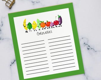 Bloc de notas para la lista de la compra / Bloc de notas para la compra de frutas y verduras / Planificador de comidas / Organizador de cocina / Regalo para amantes de la comida