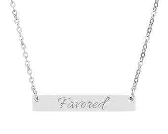 Favored Horizontal Bar Necklace | Engraved Name Bar