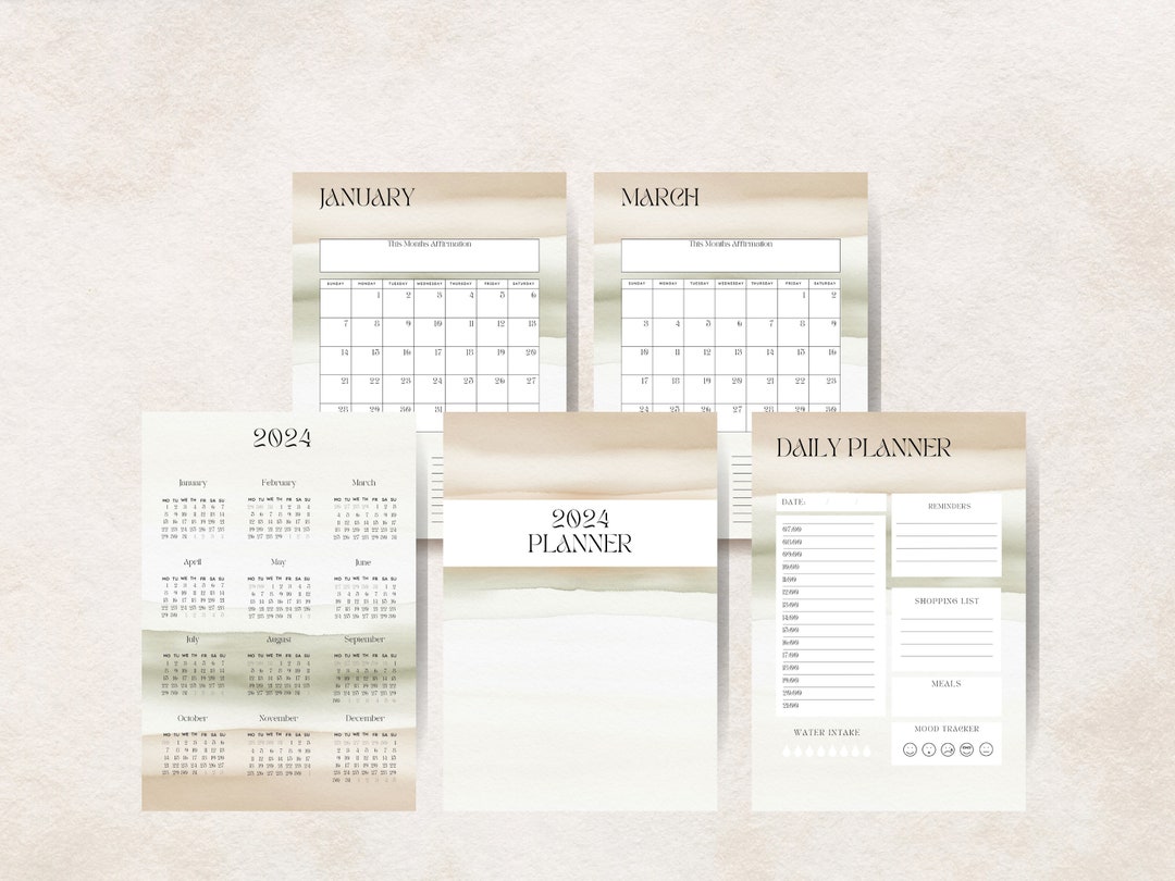 2024 Planner Inserts Printable: 2024 Diary and Calendar Monthly Planner ...