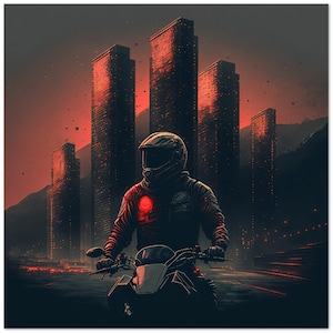 Red Rider Cityscape Poster