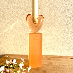 Holmegaard Anja Kjær Candeliere in vetro rosa – Portacandele a cuore in vetro artistico danese, arredamento romantico scandinavo vintage