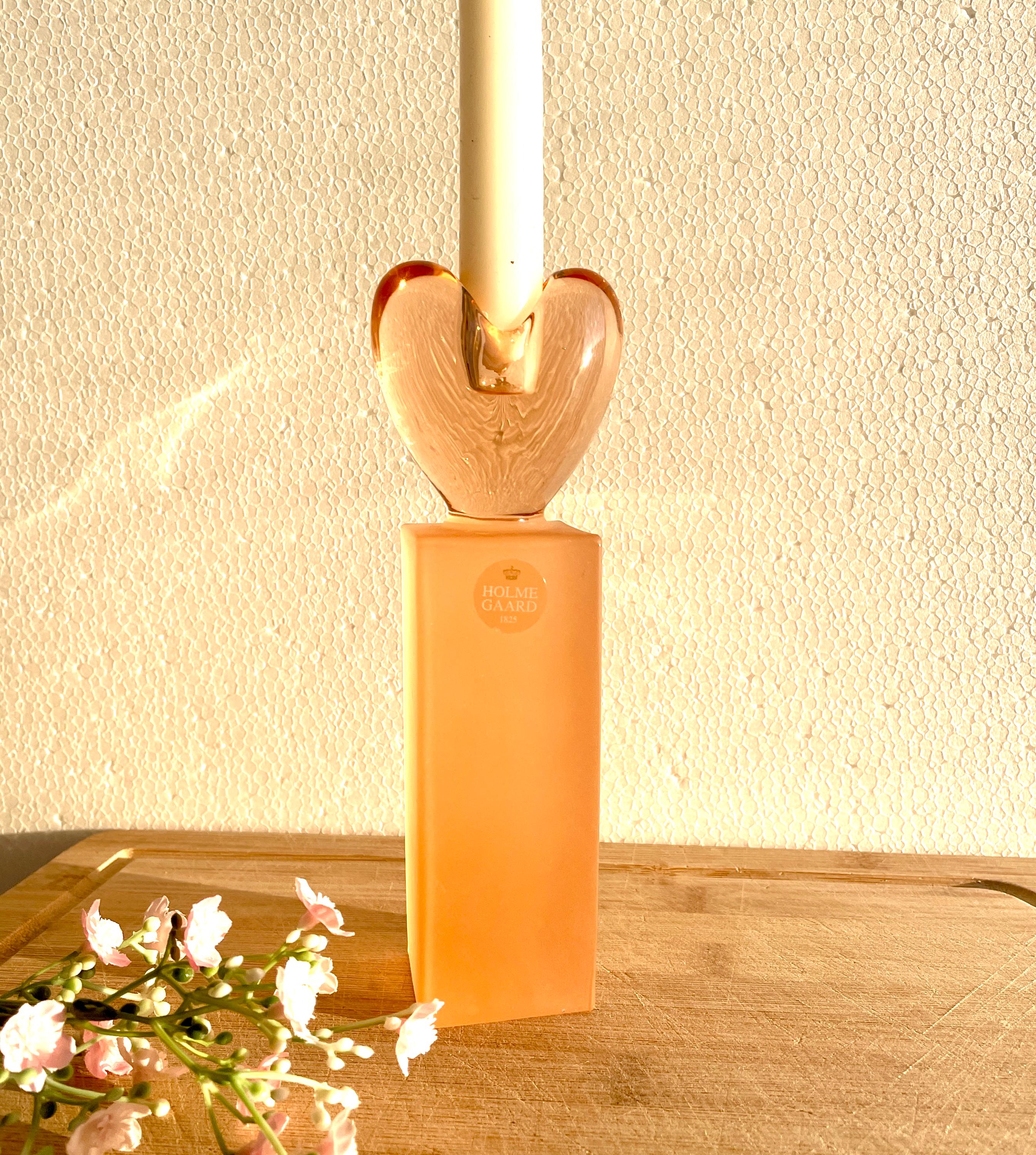 Holmegaard Anja Kjær Pink Glass Candlestick – Danish Art Glass