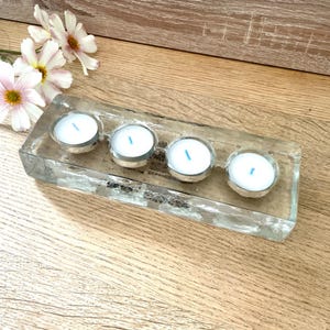Vintage Habitat &quot;Carlito&quot; Heavy Glass Tealight Holder – 4 Tealights – Early 2000s Modern Minimalist
