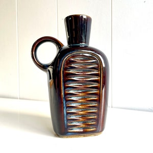 Vase Einar Johansen Søholm modèle 3348 en bleu irisé/émail bronze ! Danemark des années 1960