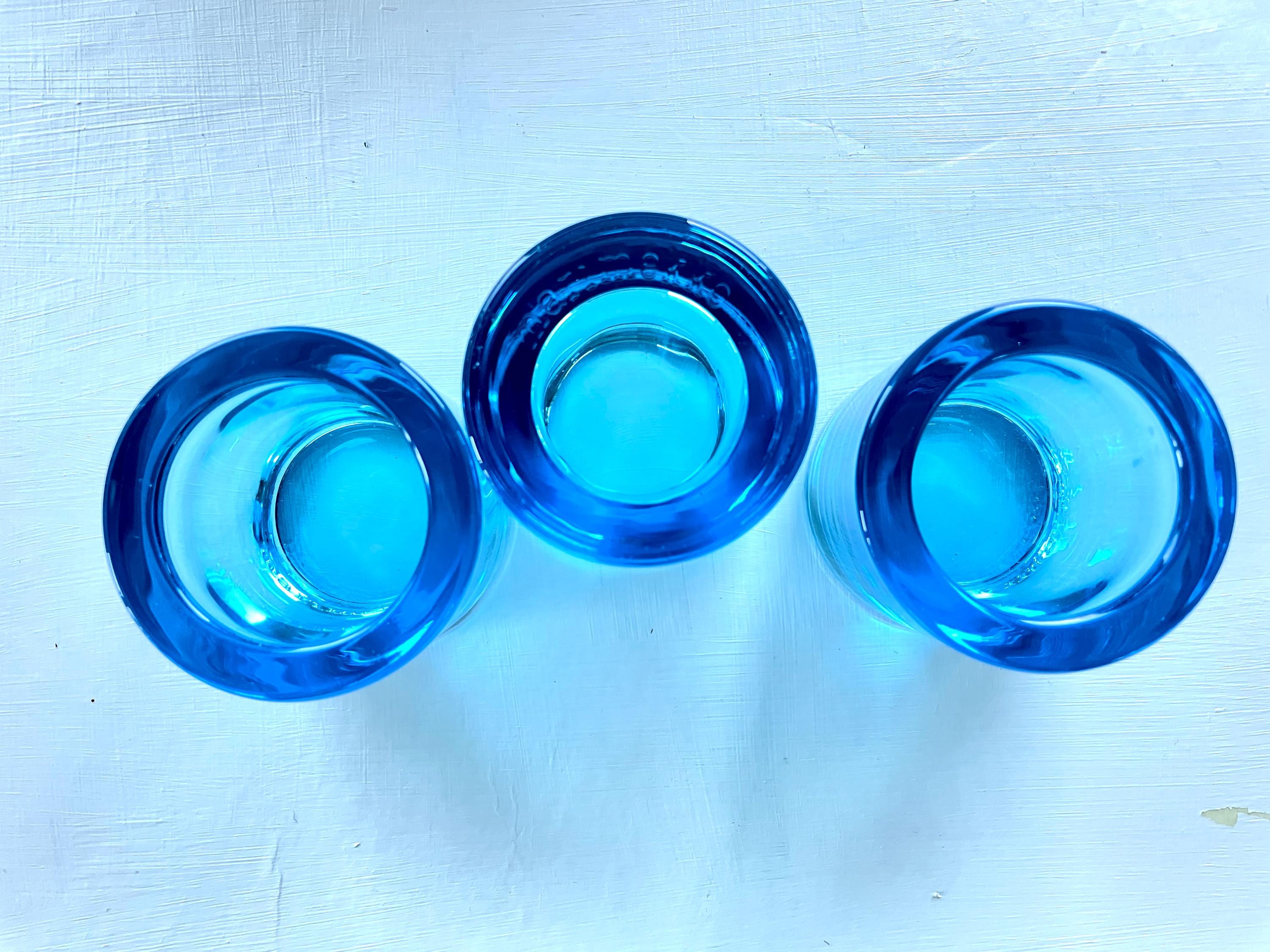 Iittala Marimekko. Trio of Kivi Glass Votive Candleholders in