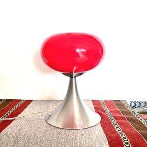 Vintage Prisma Leuchten Red Mushroom Table Lamp – Space Age Retro Lamp, Mid Century Modern German Design