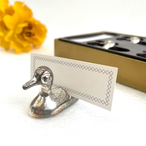 Set di 6 porta biglietti da visita vintage Frieling Silber in argento placcato a forma di anatra