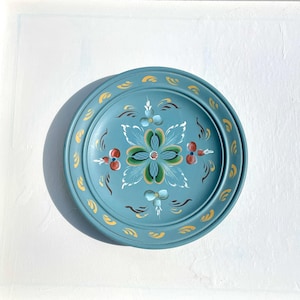 Handbemalter norwegischer Volkskunst Holzteller - Traditionelle Rosemaling Wanddekoration