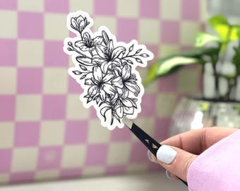Black and White Flower Sticker | vinyl