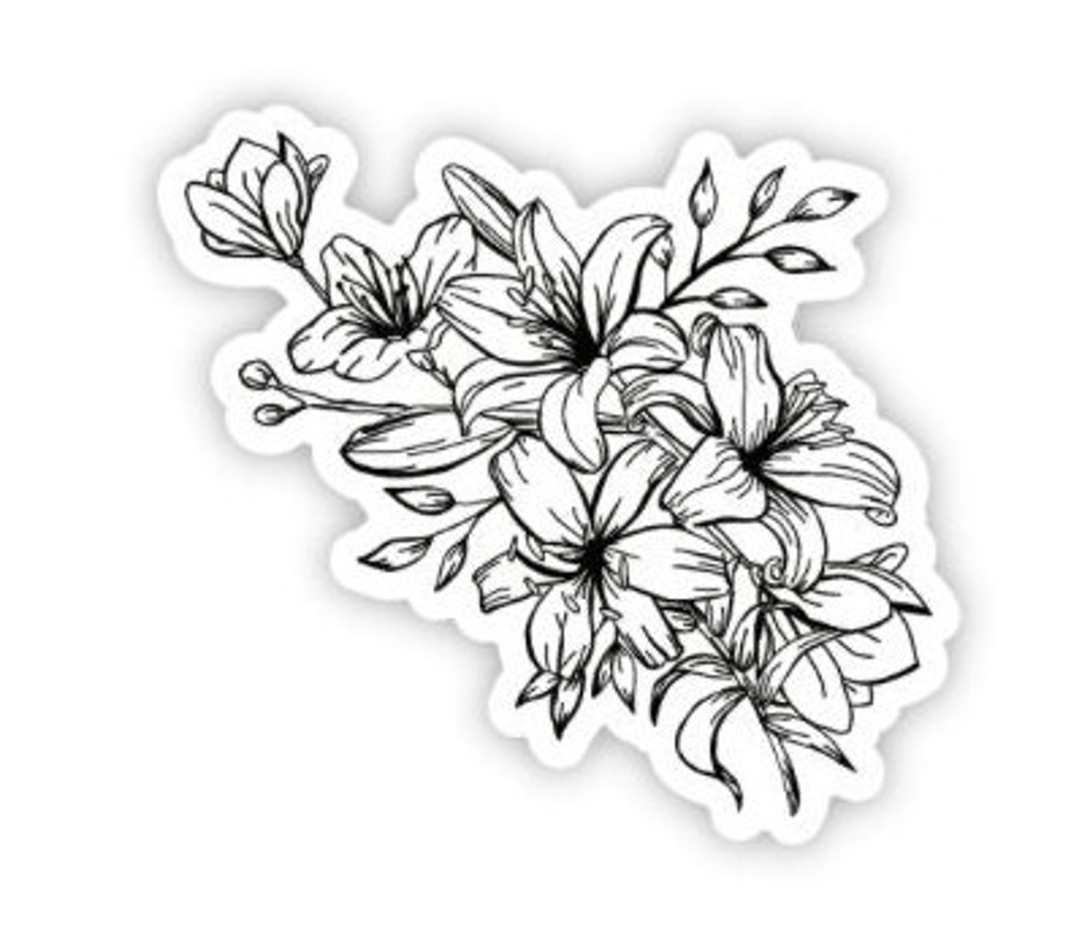 Black and White Flower Sticker | Vinyl - Etsy