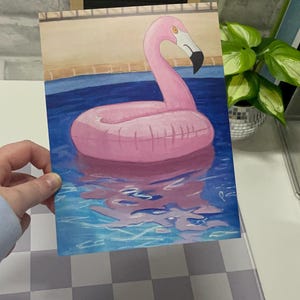 Floating around | flamingo | pool float | art print | matte