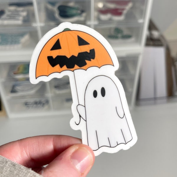 Rainy Days | Ghost| Pumpkin| Umbrella| Clear | Sticker | vinyl