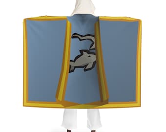 OSRS Fishing Skillcape Hooded Sherpa Fleece Blanket, Old School Runescape Skill Cape, Runescape Gifts, OSRS Merch Rare