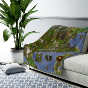 Benutzerdefinierte Osrs Sherpa Fleece-Decke, Runescape Weltkarte weiche gemütliche Decke, Geschenkidee