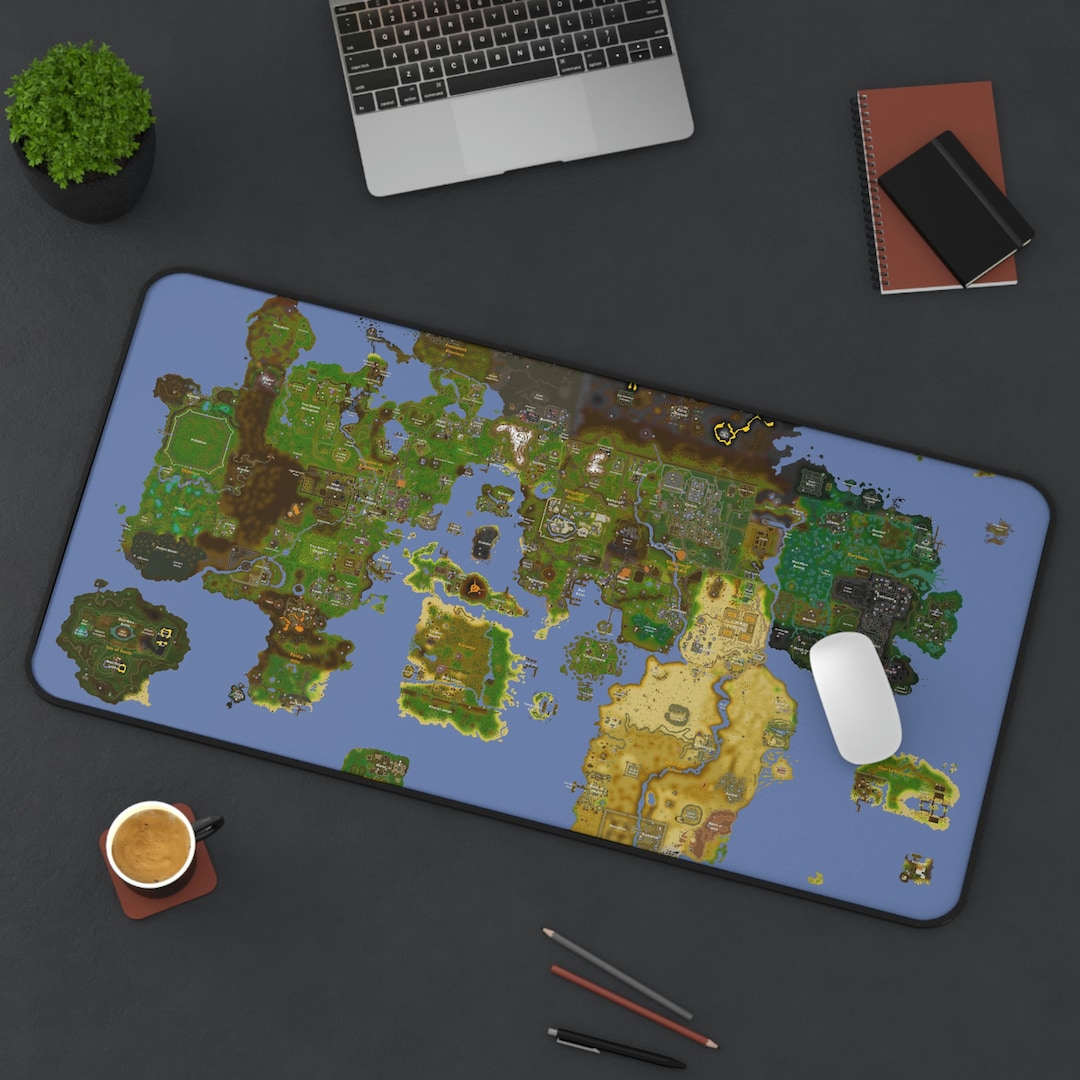 Custom Osrs Desk Mat, Runescape Full World Map of Gielinor Mouse Pad