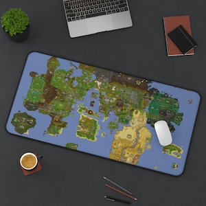 Personalisierte Osrs Schreibtischunterlage, RuneScape Weltkarte von Gielinor Mauspad, Geschenkidee