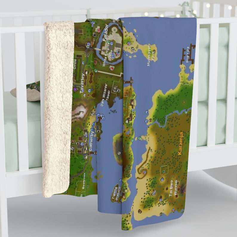 Custom Osrs Sherpa Fleece Blanket Runescape World Map Soft Etsy