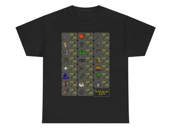 Max Stats Old School Runescape T-Shirt, OSRS Merch Shirt, Gift Idea Top - Unisex Heavy Cotton Tee, Gamer Tee, Gaming Shirt, Video Game Gift,