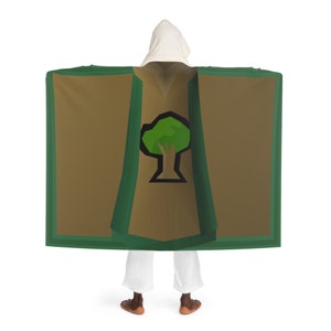OSRS Woodcutting Skillcape Hooded Sherpa Fleece Blanket, Old School Runescape Skill Cape, Runescape Gifts, OSRS Merch Rare