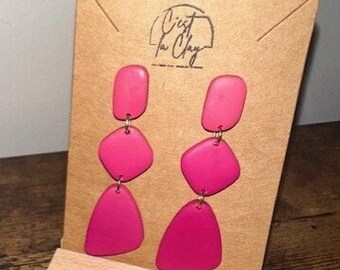 Pink Ombré Geometric Drop Earrings