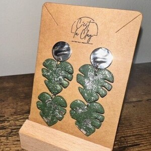Dual Silver Monstera Leaf Earrings