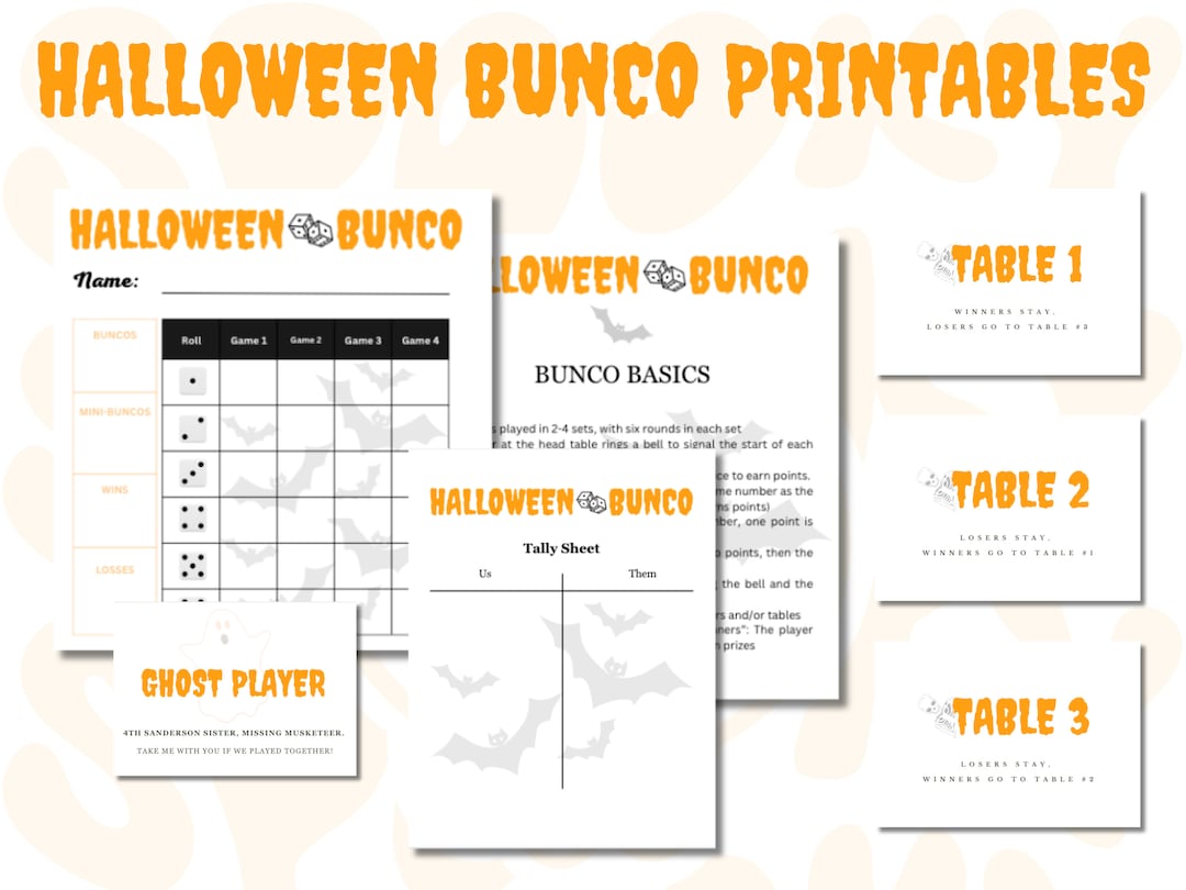 Halloween Themed Bunco Printables - Etsy