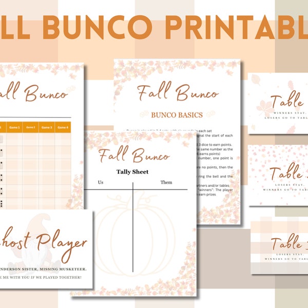 Fall-themed Bunco Printables - ALL ITEMS NEEDED!