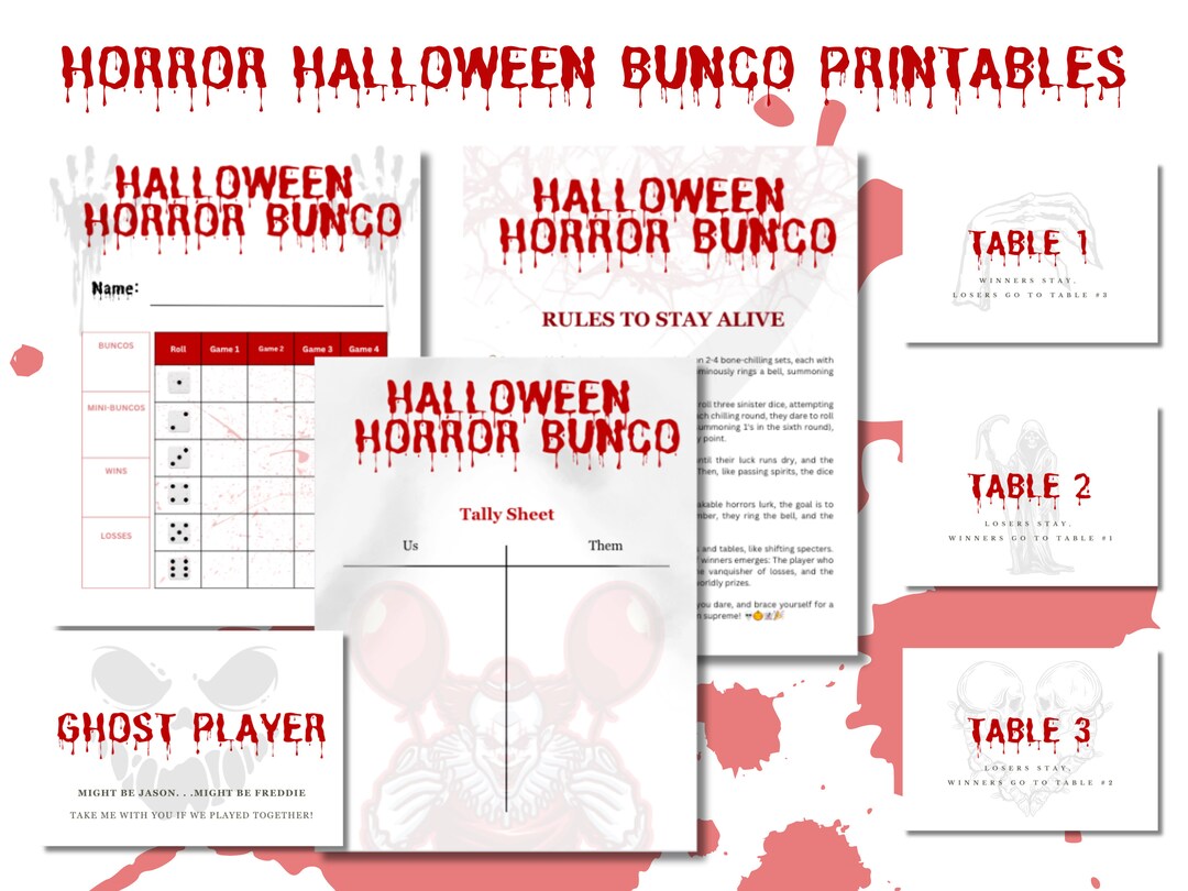 Horror Halloween-themed Bunco Printables - Etsy