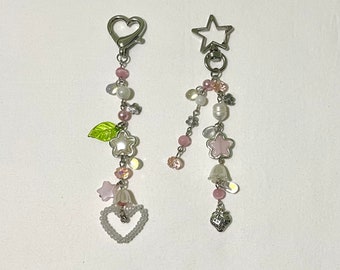 Pink Strawberry Keychains Phone Charm Metal Charm Spring Pink Strawberry Keychains Phone Charm Metal Charm Spring