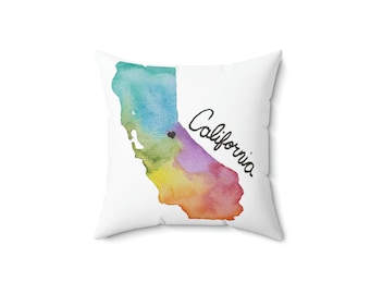 California Watercolor Pillow, Spun Polyester Square Pillow